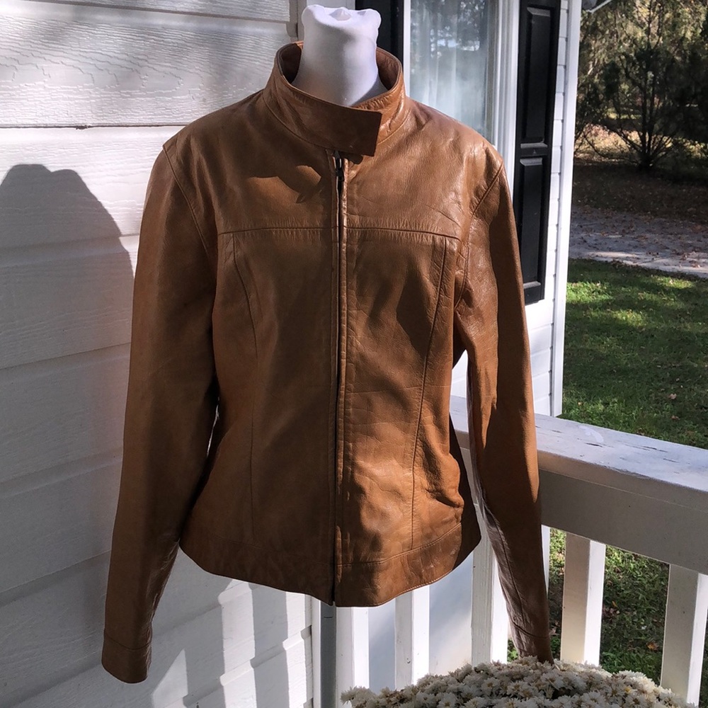 Tan Leather Motorcycle Jacket